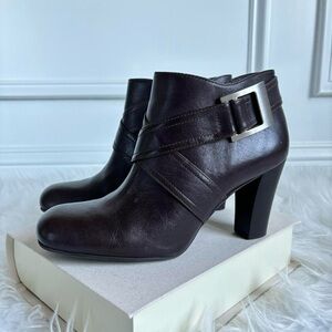 Gianni Bini Dark Brown Ankle Bootie With Buckle Detail - Size 8.5